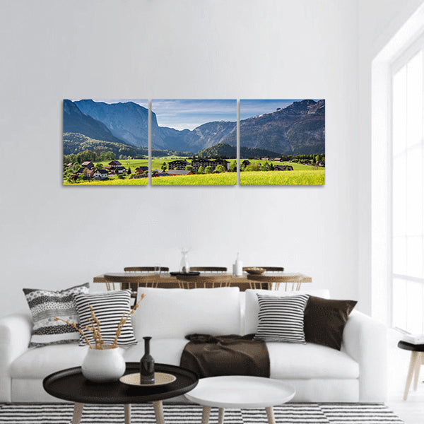 Beautiful sunrise at Gosau panoramic canvas wall art