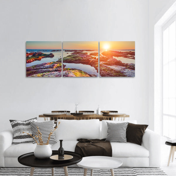 Azure sea on a sunny day coast of island Sicily, Italy, Europe Panoramic canvas Wall Art