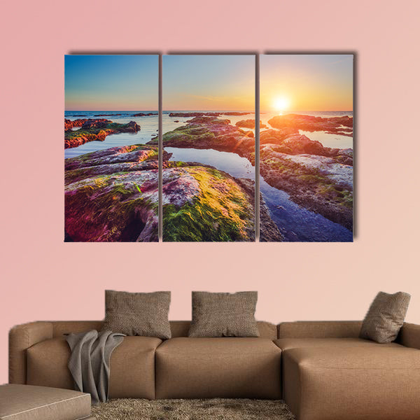 Wonderful azure sea on a sunny day Multi panel canvas wall art