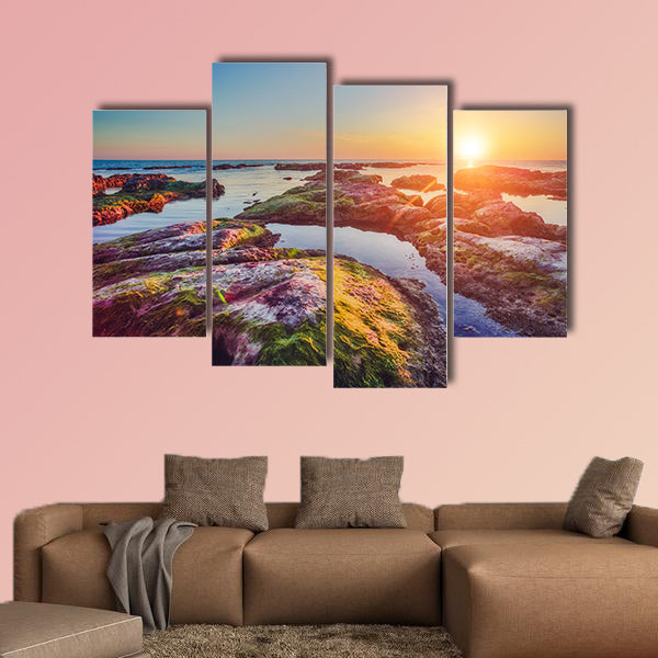 Wonderful azure sea on a sunny day Multi panel canvas wall art
