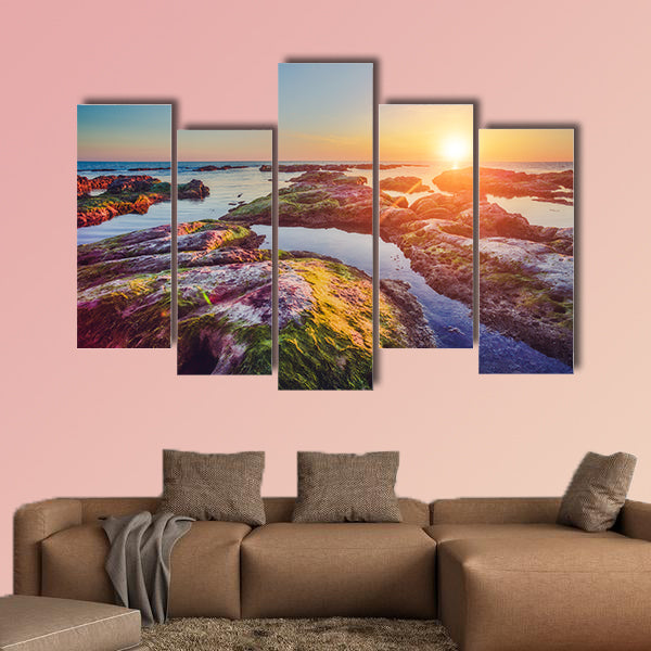 Wonderful azure sea on a sunny day Multi panel canvas wall art