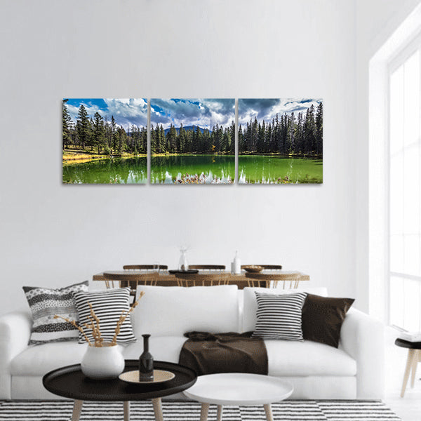 The autumn day in Jasper National Park panoramic canvas wall art