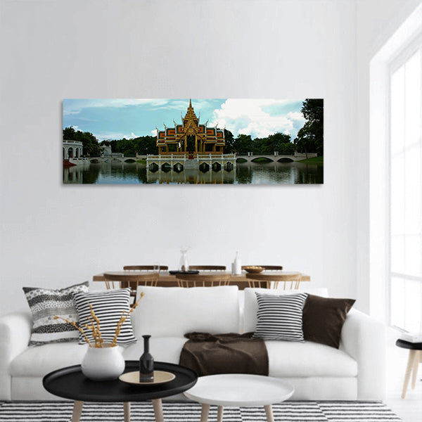 Thai Pavilion in the middle of the water panoramic canvas wall art