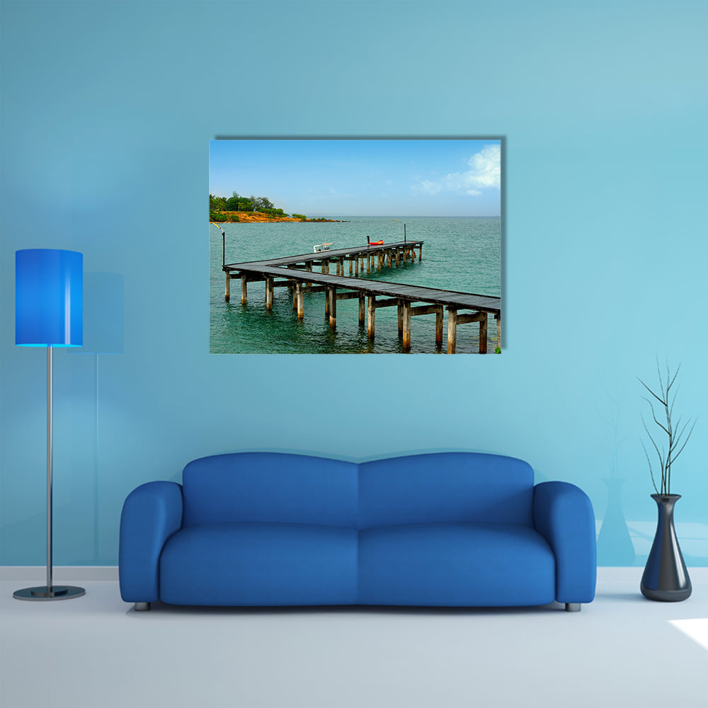 The Elegance Of Aarbor Bridge, Wooden Over A Sea Multi Panel Canvas Wall Art