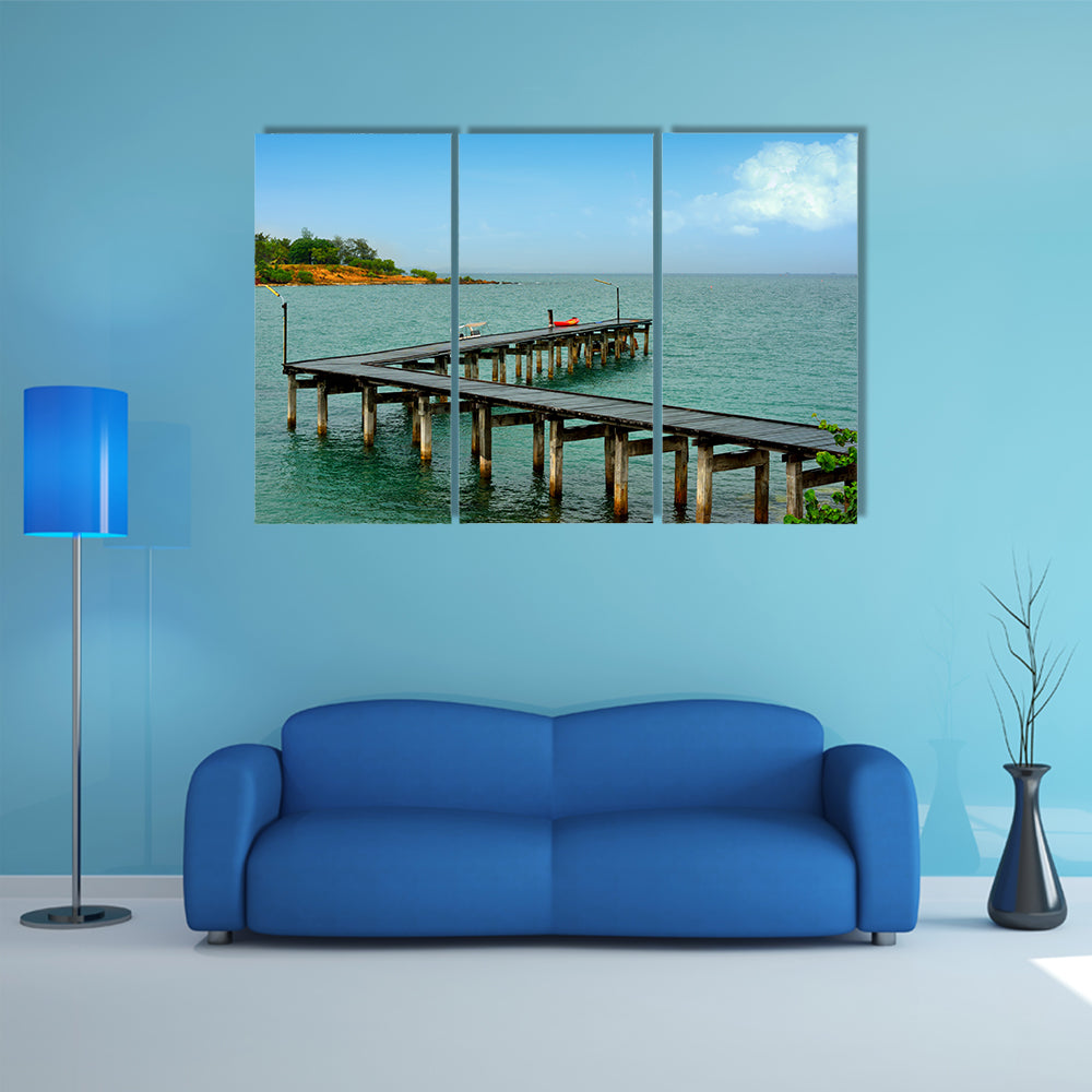 The Elegance Of Aarbor Bridge, Wooden Over A Sea Multi Panel Canvas Wall Art