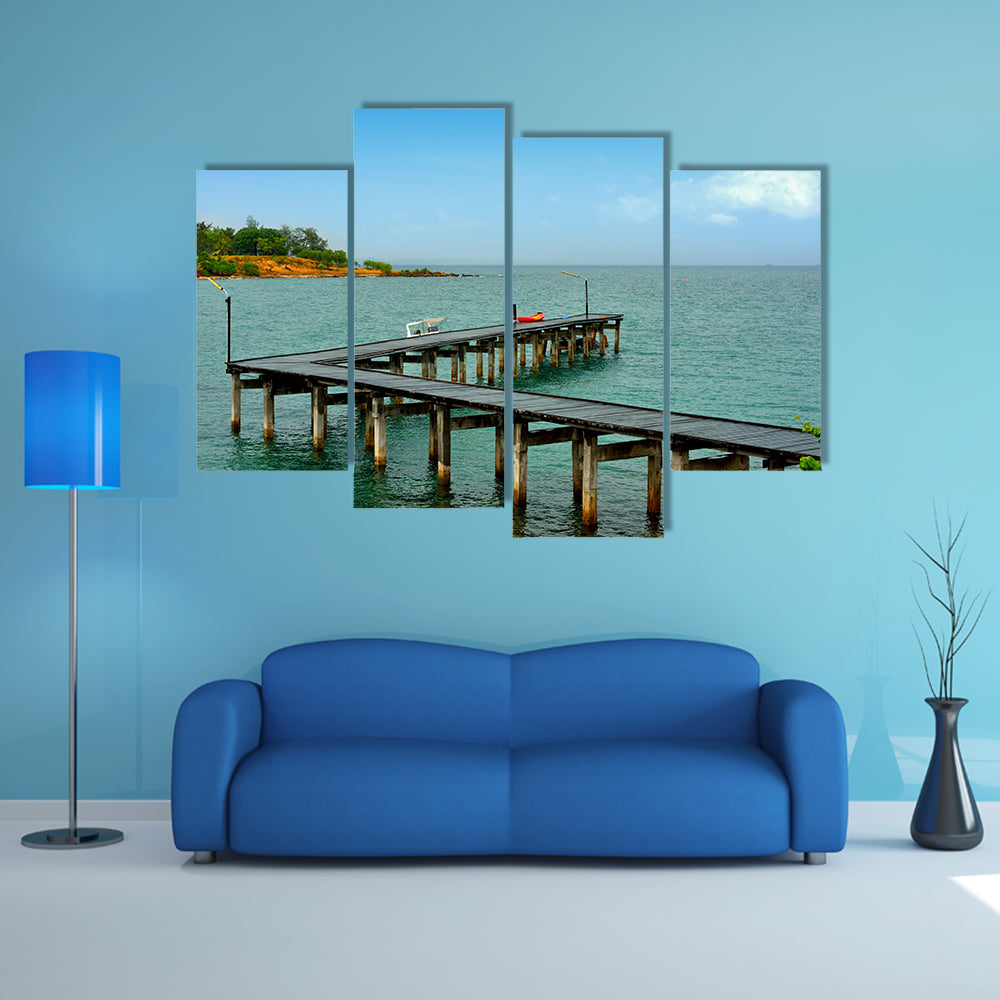 The Elegance Of Aarbor Bridge, Wooden Over A Sea Multi Panel Canvas Wall Art