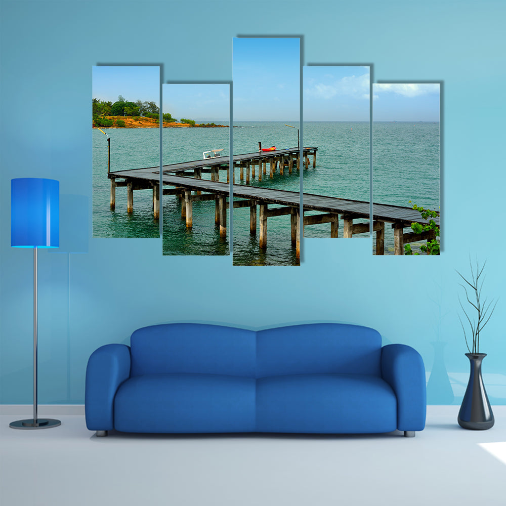 The Elegance Of Aarbor Bridge, Wooden Over A Sea Multi Panel Canvas Wall Art