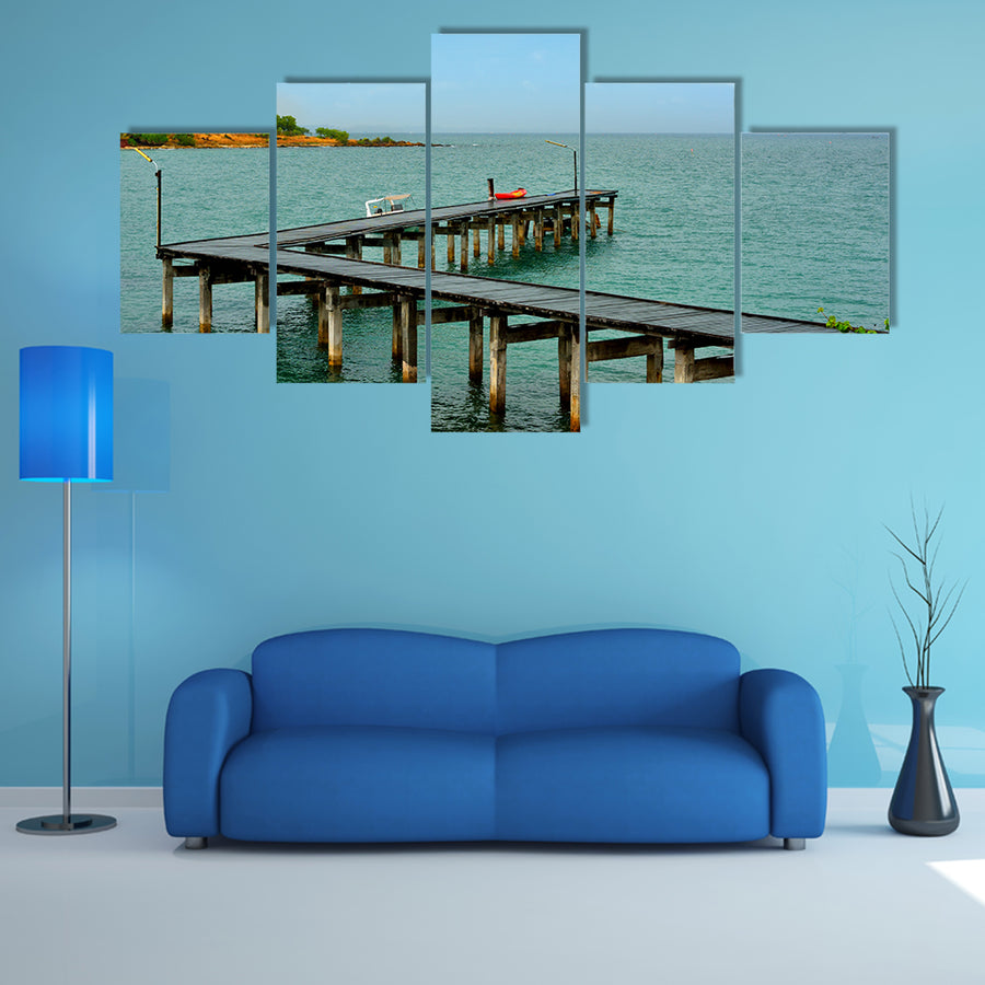 The Elegance Of Aarbor Bridge, Wooden Over A Sea Multi Panel Canvas Wall Art