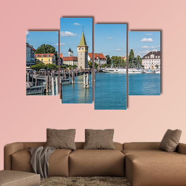 View of the Mangturm tower, the embankment and port wall art