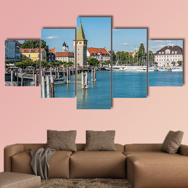 View of the Mangturm tower, the embankment and port wall art