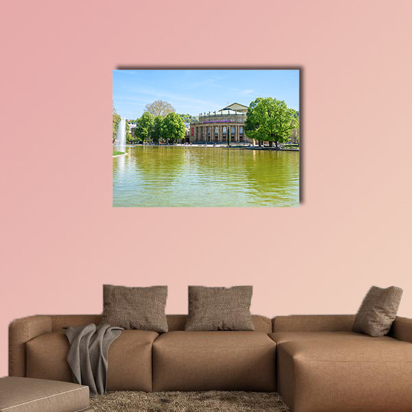 Stuttgart State Theatre Opera building and fountain wall art
