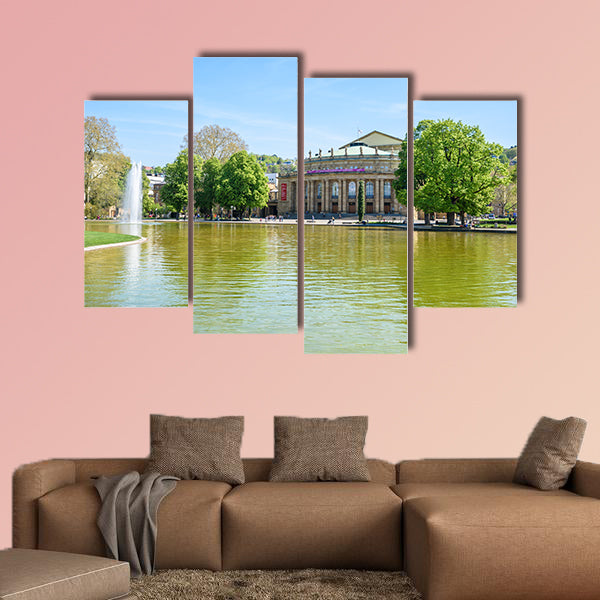 Stuttgart State Theatre Opera building and fountain wall art