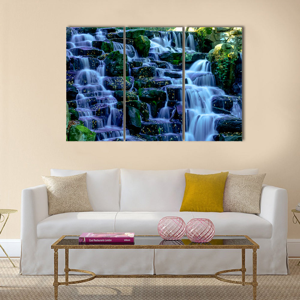 Waterfall in Virginia Water, Surrey, United Kingdom multi panel canvas wall art