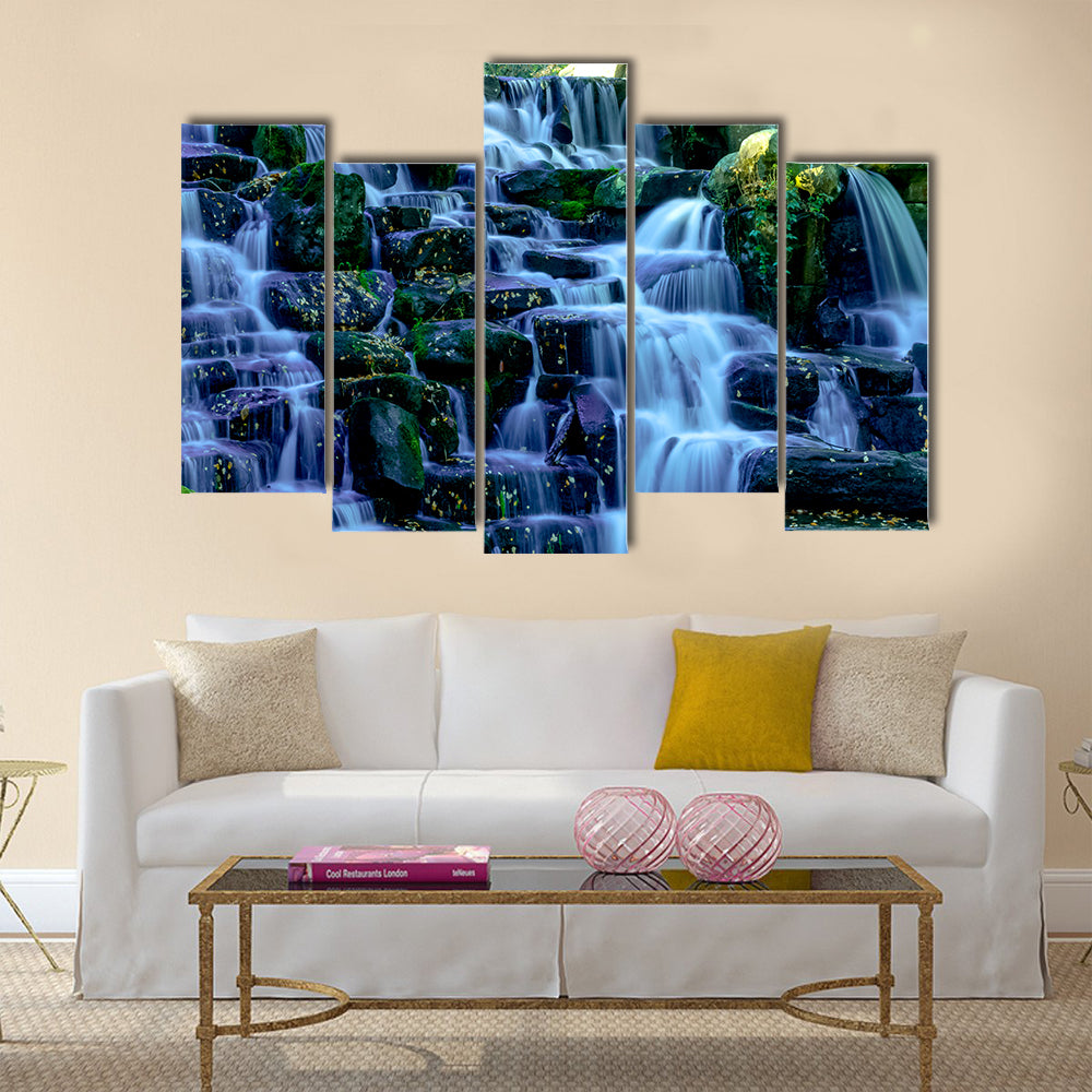 Waterfall in Virginia Water, Surrey, United Kingdom multi panel canvas wall art