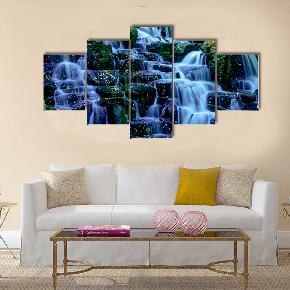 Waterfall in Virginia Water, Surrey, United Kingdom multi panel canvas wall art