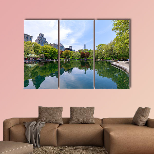 New York, USA, scenery of Central Park in spring in NYC multi panel canvas wall art