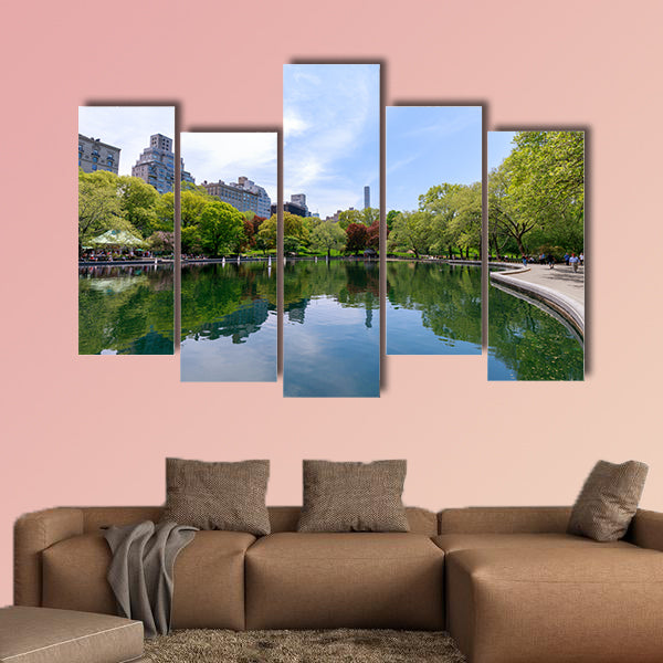 New York, USA, scenery of Central Park in spring in NYC multi panel canvas wall art