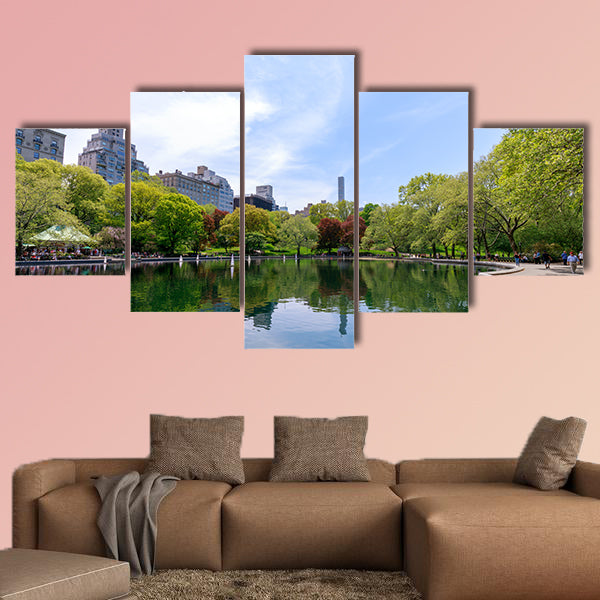 New York, USA, scenery of Central Park in spring in NYC multi panel canvas wall art