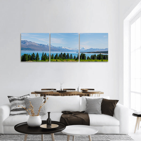 View of Beautiful scene of Mt Cook in summer panoramic canvas wall art