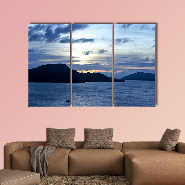 Twilight of the sunset over the sea Multi panel canvas wall art