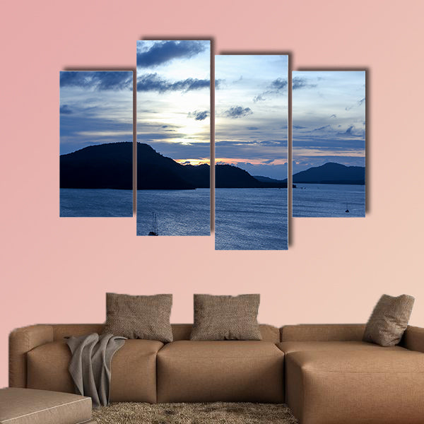 Twilight of the sunset over the sea Multi panel canvas wall art