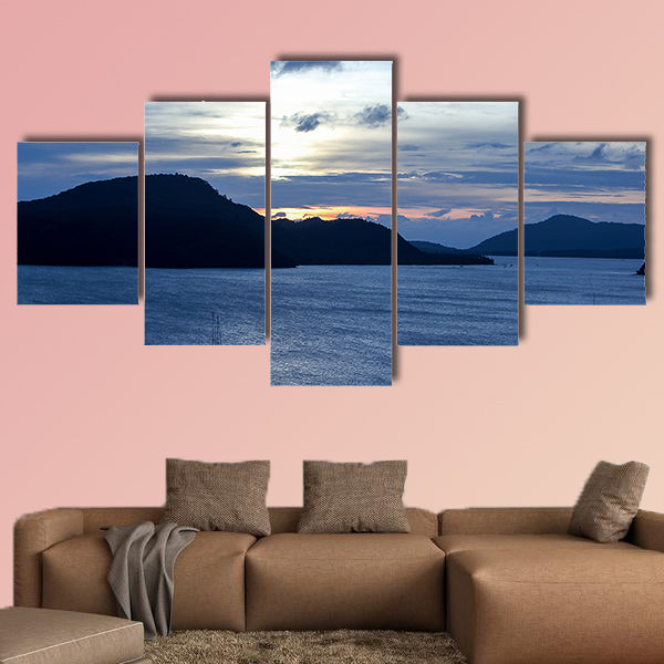 Twilight of the sunset over the sea Multi panel canvas wall art
