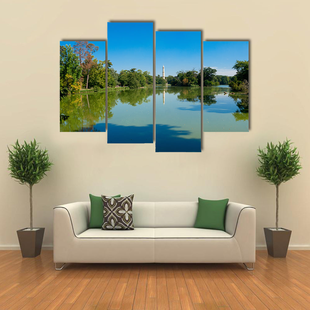 Czech Republic, Minaret Tower Dominating The Former Liechtenstein, Multi Panel Canvas Wall Art