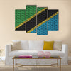 Tanzania flag is painted onto an old brick wall Multi Panel Canvas Wall Art