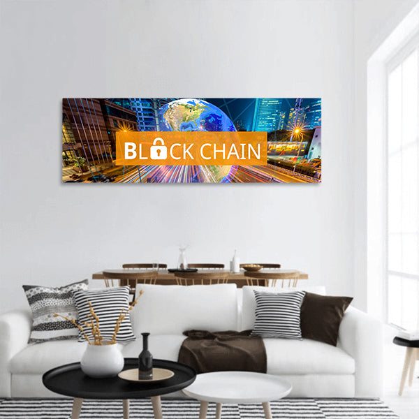 Concept of Blockchain panoramic canvas wall art