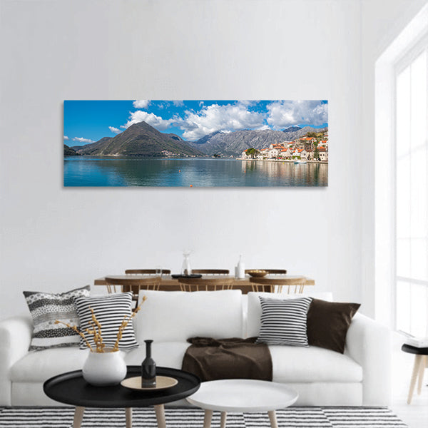 Houses on the coast panoramic canvas wall art
