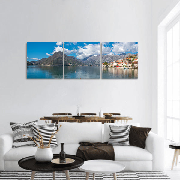 Houses on the coast panoramic canvas wall art