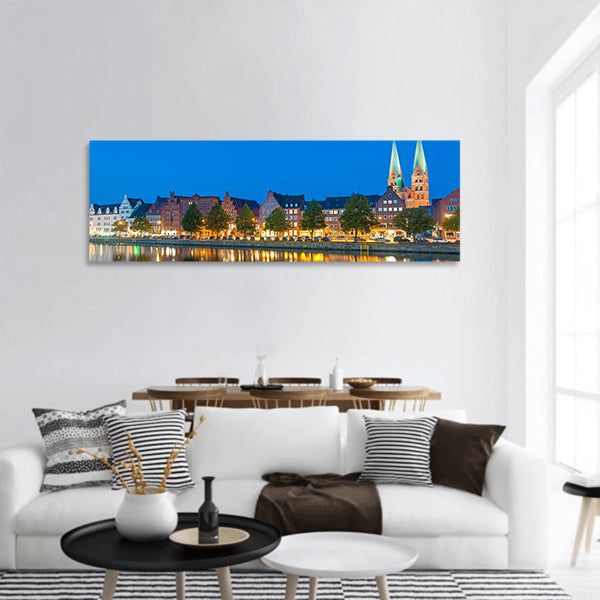 Historical cityscape at the rive panoramic canvas wall art