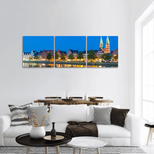 Historical cityscape at the rive panoramic canvas wall art