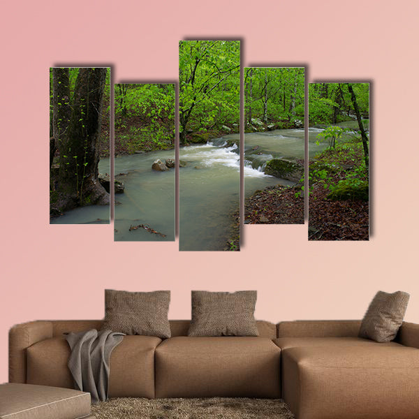 Arkansas Waterfalls and Streams in Forrest multi panel canvas wall art