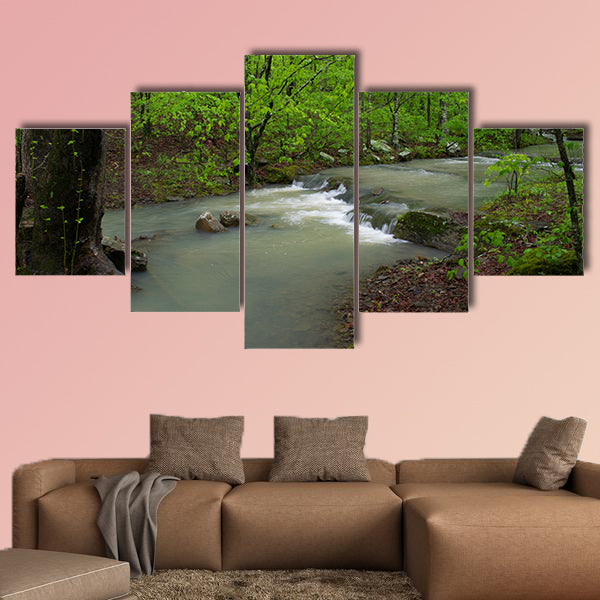 Arkansas Waterfalls and Streams in Forrest multi panel canvas wall art