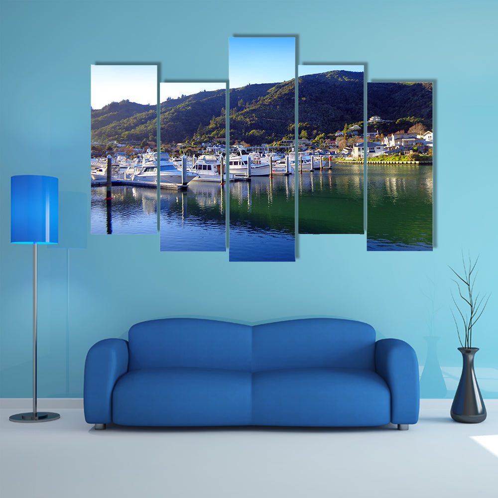 Beautiful Harbor Of Picton New Zealand Multi Panel Canvas Wall Art