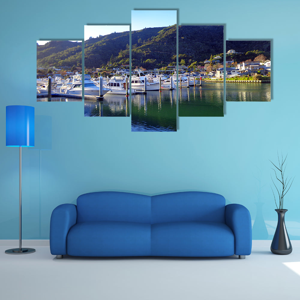 Beautiful Harbor Of Picton New Zealand Multi Panel Canvas Wall Art