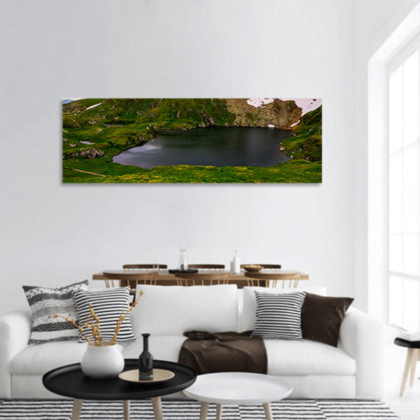 Lovely summer scenery on a cloudy day panoramic canvas wall art