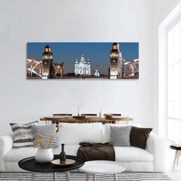 Great Bridge across the Neva River panoramic canvas wall art