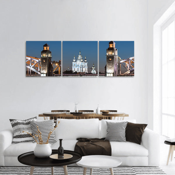 Great Bridge across the Neva River panoramic canvas wall art