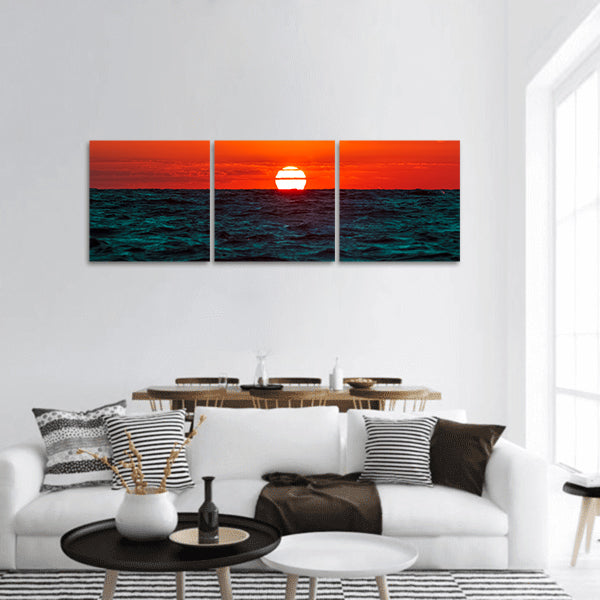 Hot and romantic sunset panoramic canvas wall art