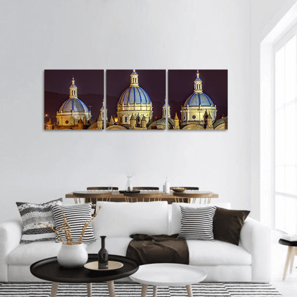 Domes of New Cathedral in Cuenca panoramic canvas wall art