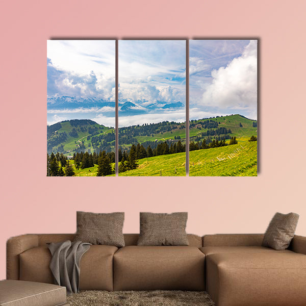View to Swiss Alps from Rigi Kulm in Switzerland multi panel canvas wall art