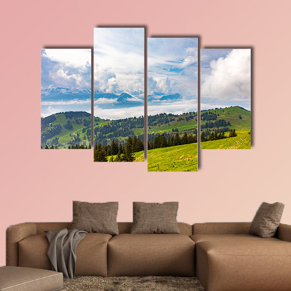 View to Swiss Alps from Rigi Kulm in Switzerland multi panel canvas wall art