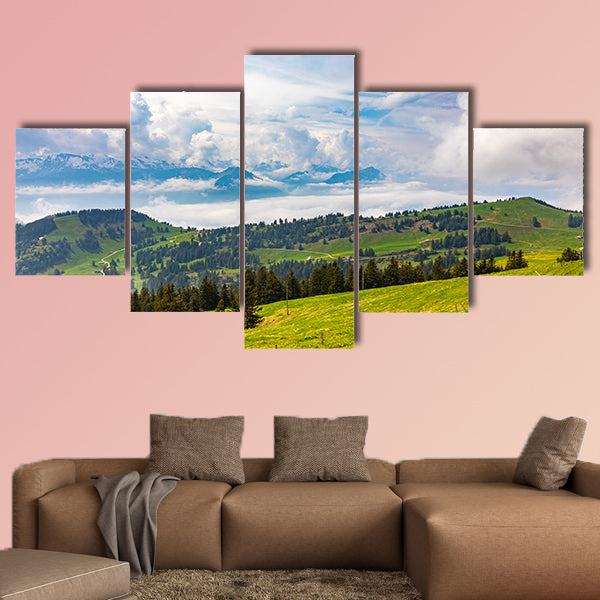 View to Swiss Alps from Rigi Kulm in Switzerland multi panel canvas wall art