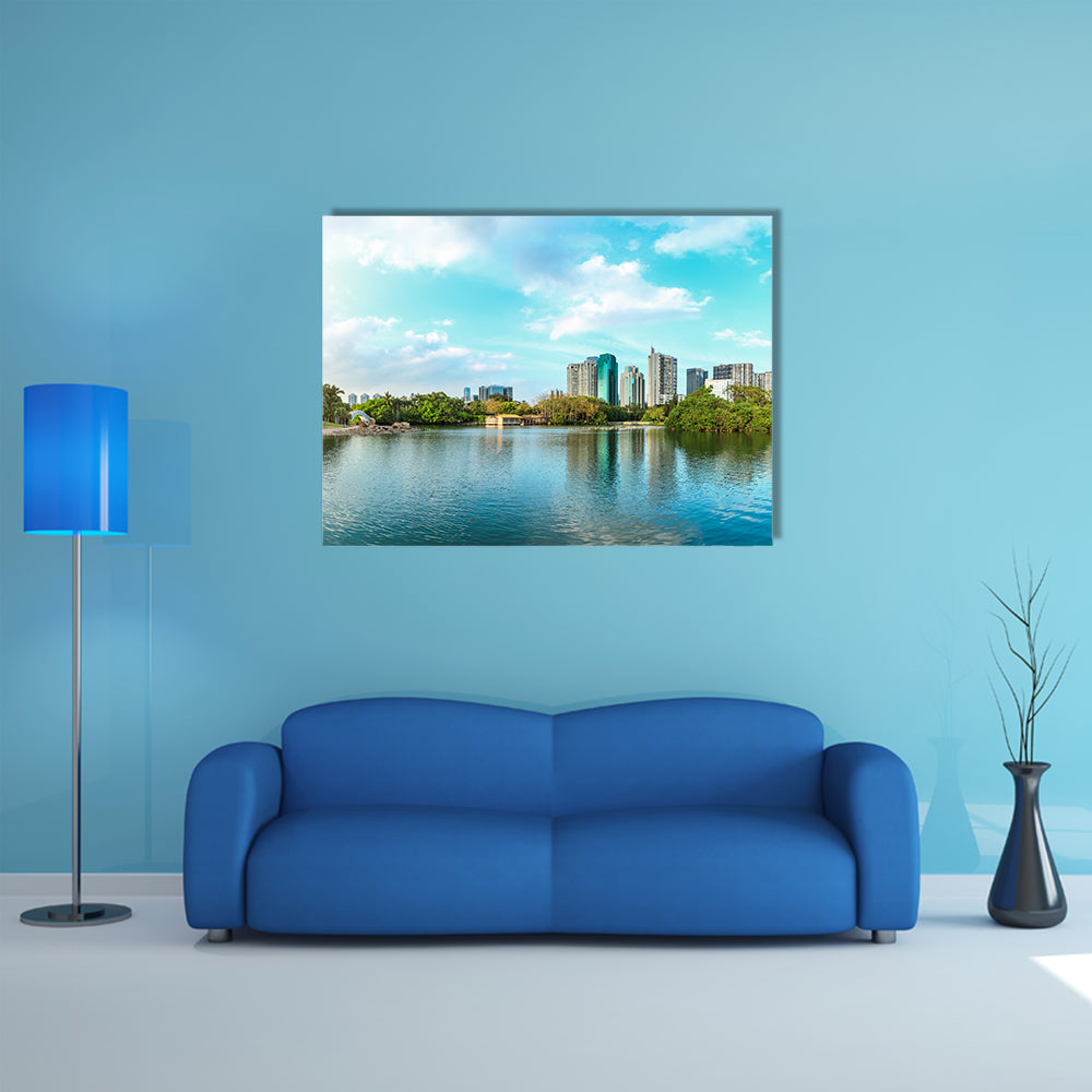 Shenzhen modern city skyline and lake scenery, China Multi panel canvas wall art