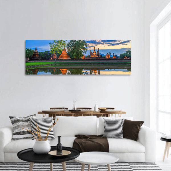 Sukhothai historical park panoramic canvas wall art