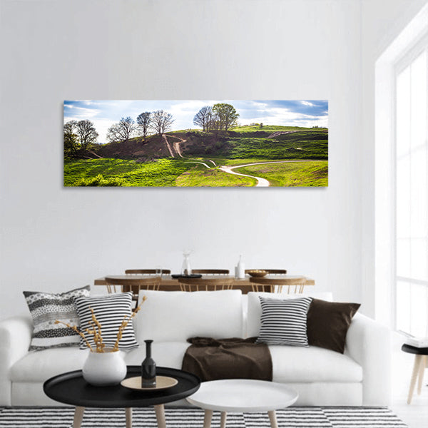 Hills and mountain bike trails panoramic canvas wall art
