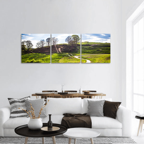 Hills and mountain bike trails panoramic canvas wall art