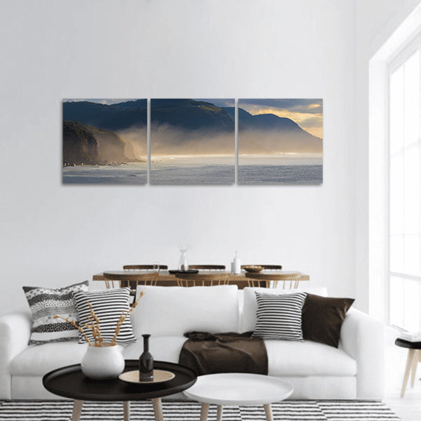 Sea mist off the coast panoramic canvas wall art